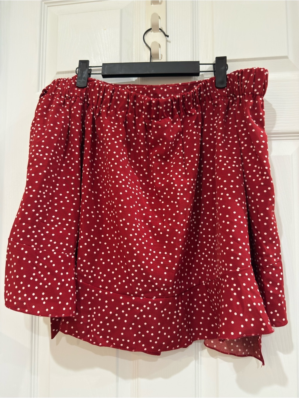 Red Polka Dot Faux Wrap Skirt Skort - Picture 5 of 16